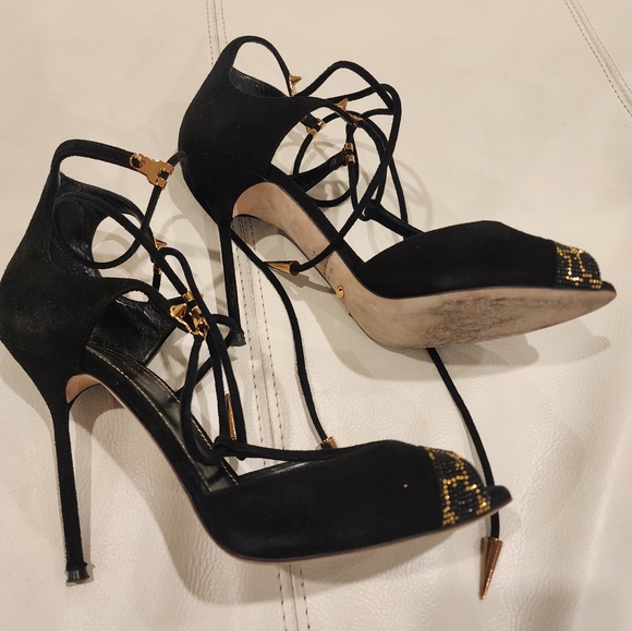 Sergio Rossi super luxurious laces up sandals, made from suede outside, leather - Picture 8 of 13